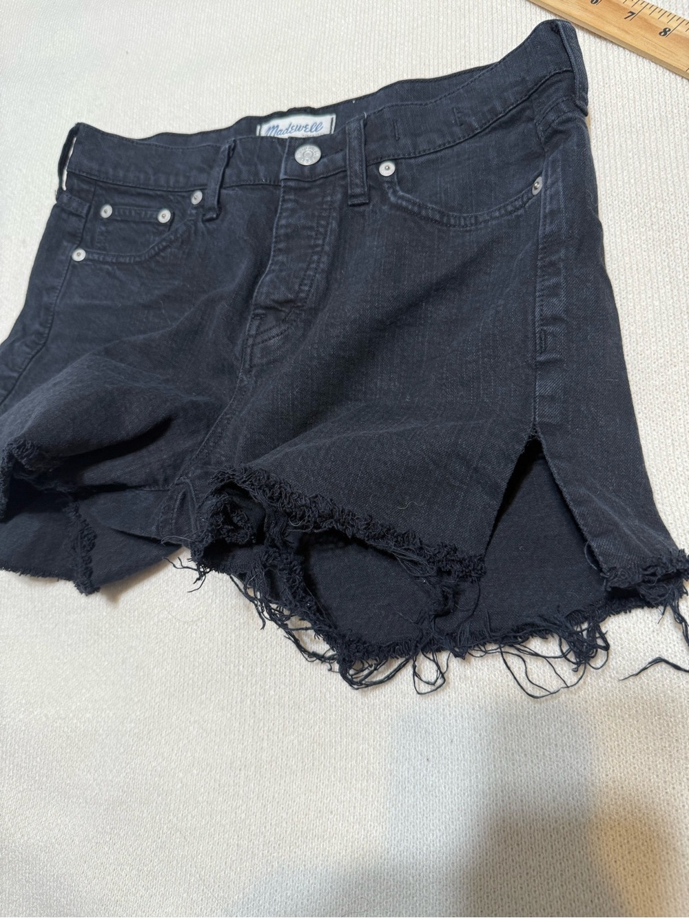 Madewell Black Denim Cutoff Shorts casual Beach 99% algodón size 24 - Picture 4 of 11